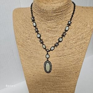 Vintage Avon NR Faux Moonstone & Crystal Necklace